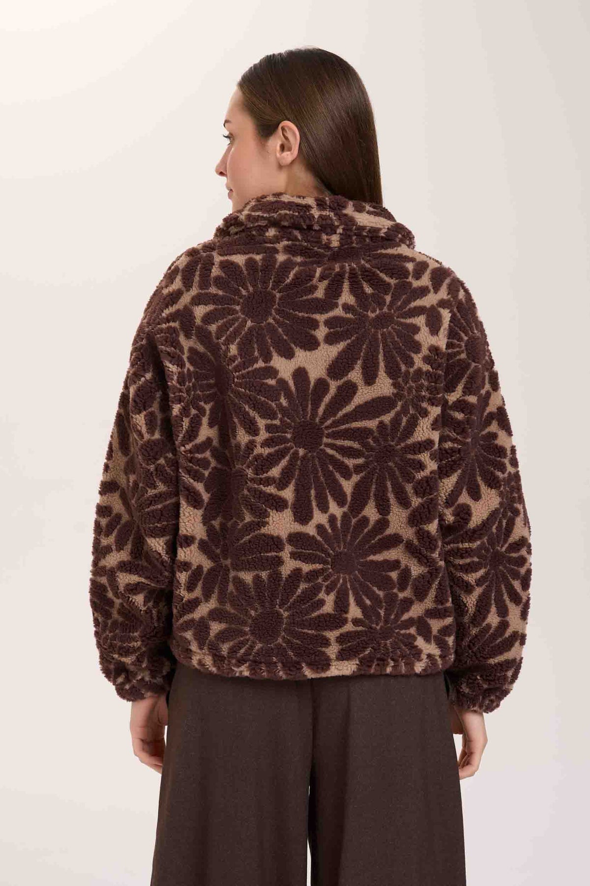 24colours 3/4 Zip Sweater Flower Pattern