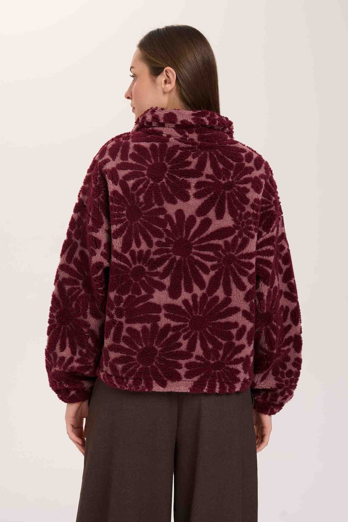 24colours 3/4 Zip Sweater Flower Pattern