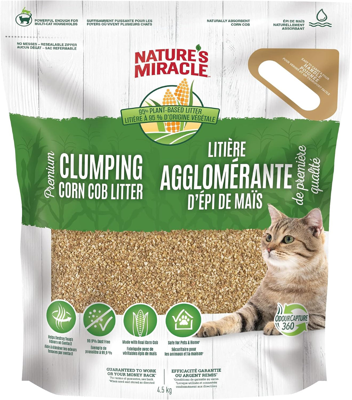 Nature’s Miracle Premium Clumping Corn Cob Litter, 10 Pounds, Made with Real Corn Cob for Fast-Clumping Litter for Multi-Cat Households