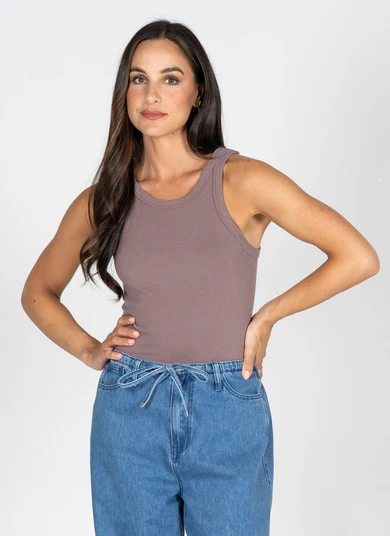 Bamboo Rib High Crew Tank