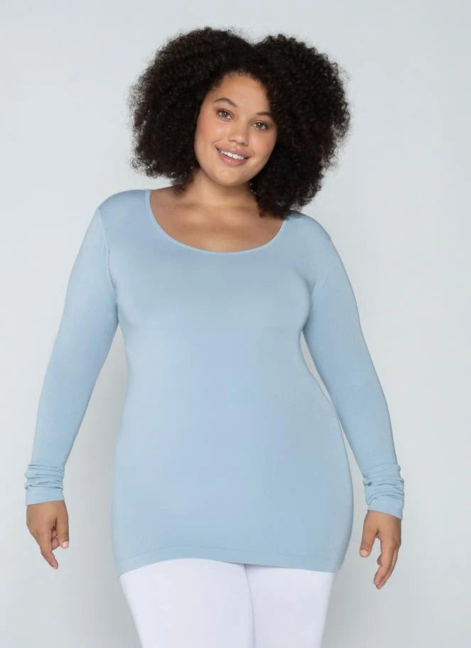 Bamboo Relaxed Size Long Sleeve Scoop Neck Top