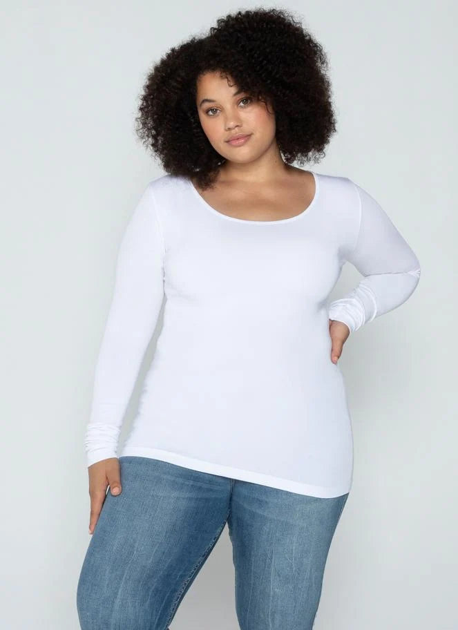 Bamboo Relaxed Size Long Sleeve Scoop Neck Top