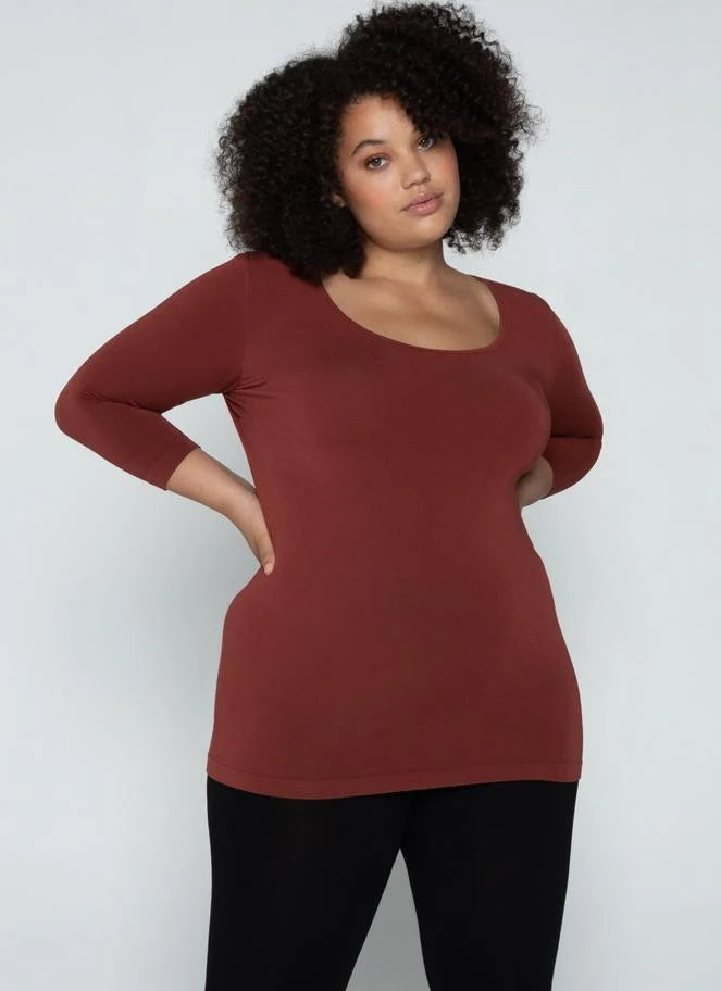 Bamboo Relaxed Size 3/4 Sleeve Top