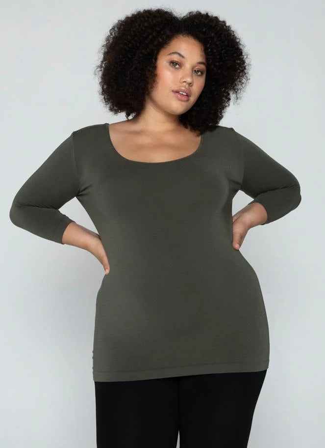 Bamboo Relaxed Size 3/4 Sleeve Top