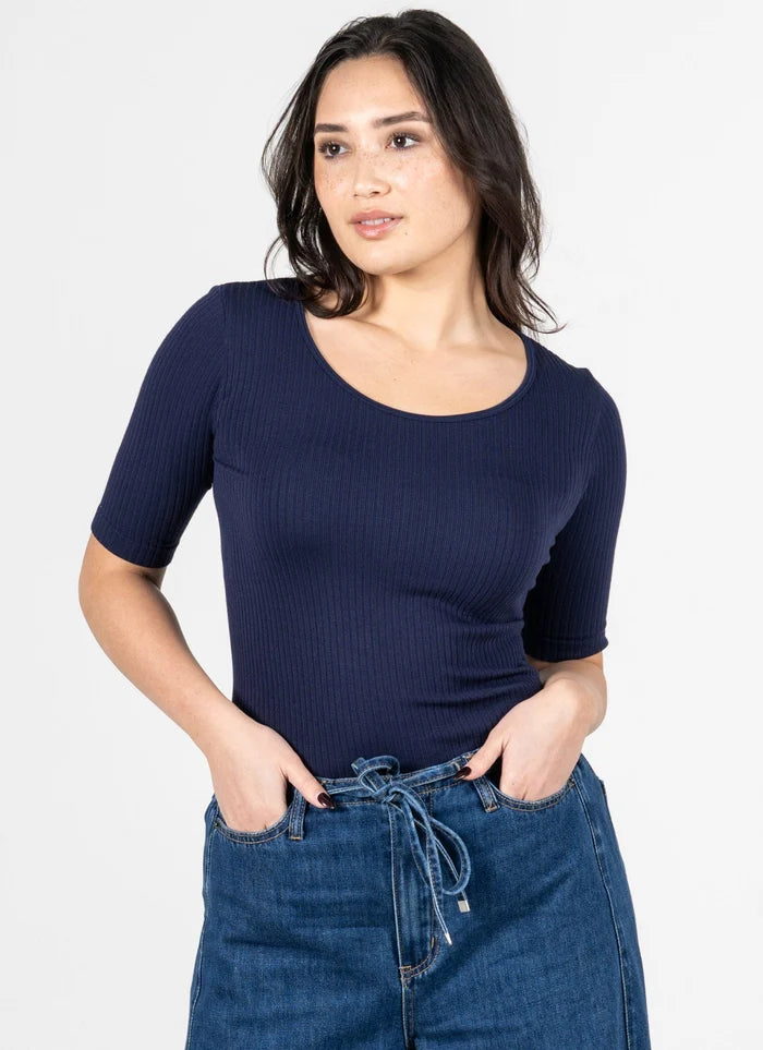 Rib S/S Crew Neck Top