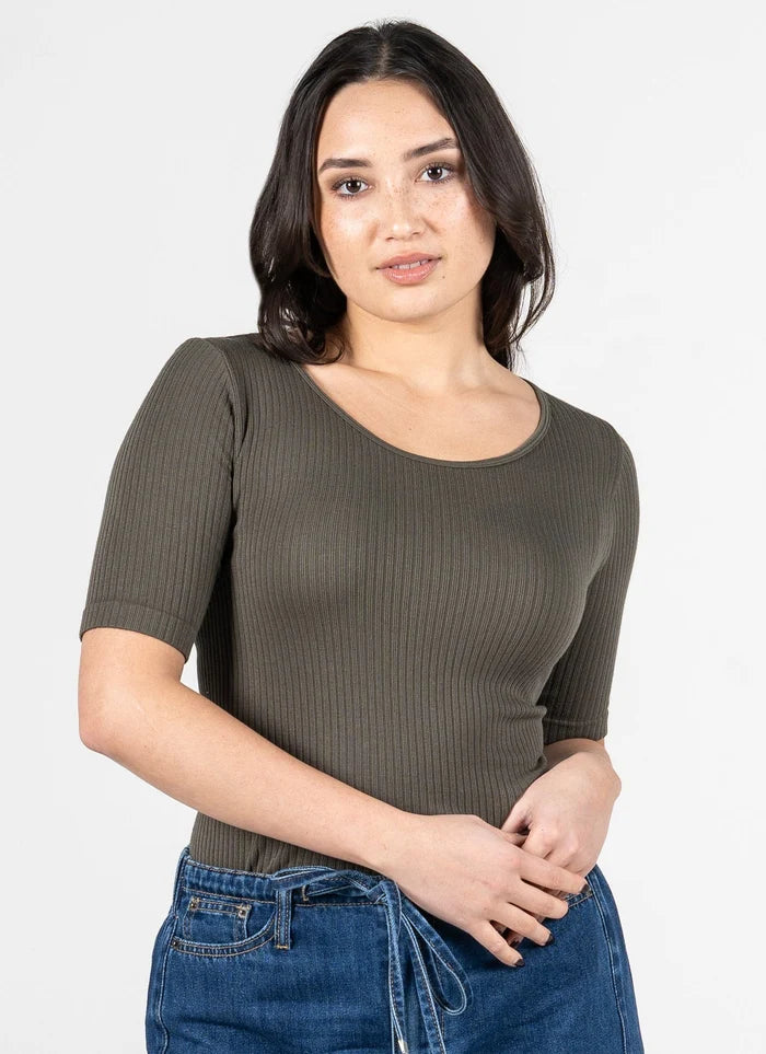 Rib S/S Crew Neck Top