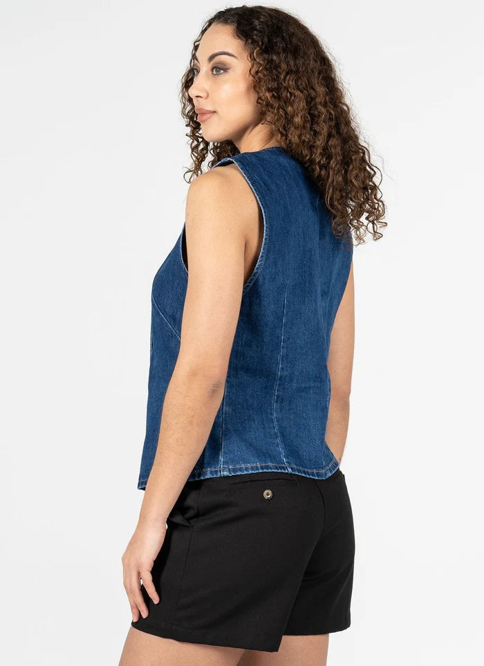 Button Down Denim Vest