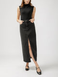 Silver Jeans Front-Slit Maxi Jean Skirt