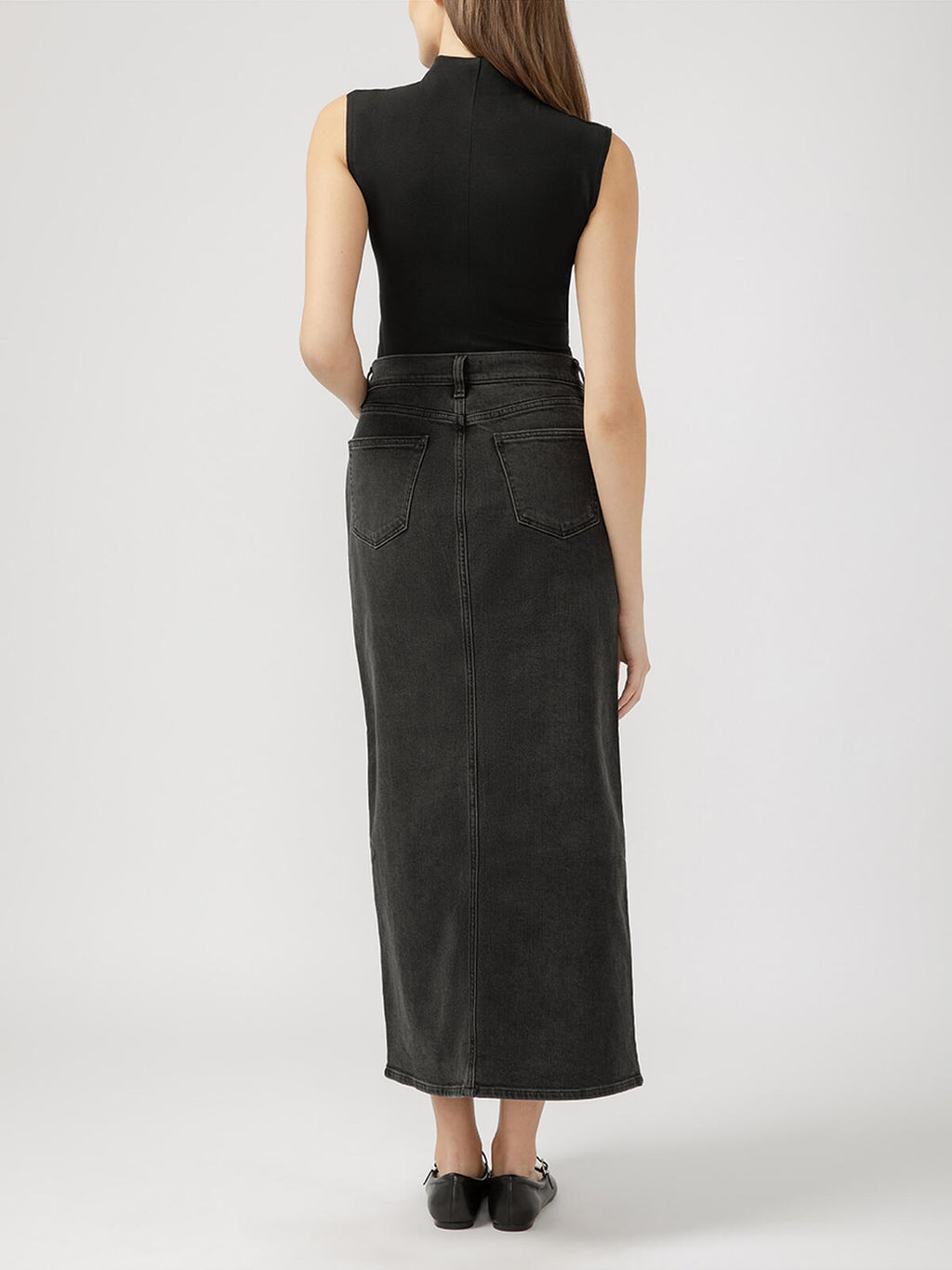 Silver Jeans Front-Slit Maxi Jean Skirt