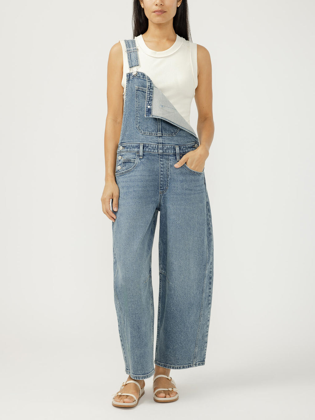 Silver Jeans Denim Barrel Leg Overalls