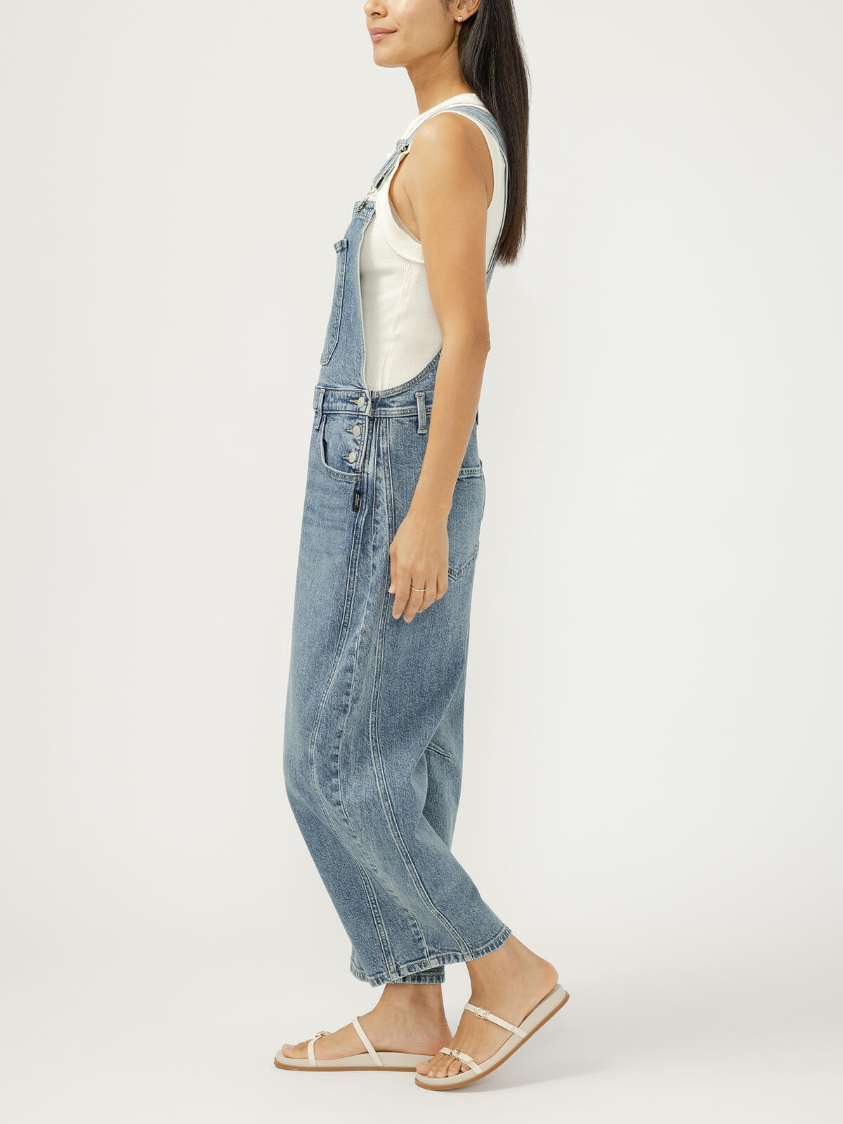 Silver Jeans Denim Barrel Leg Overalls