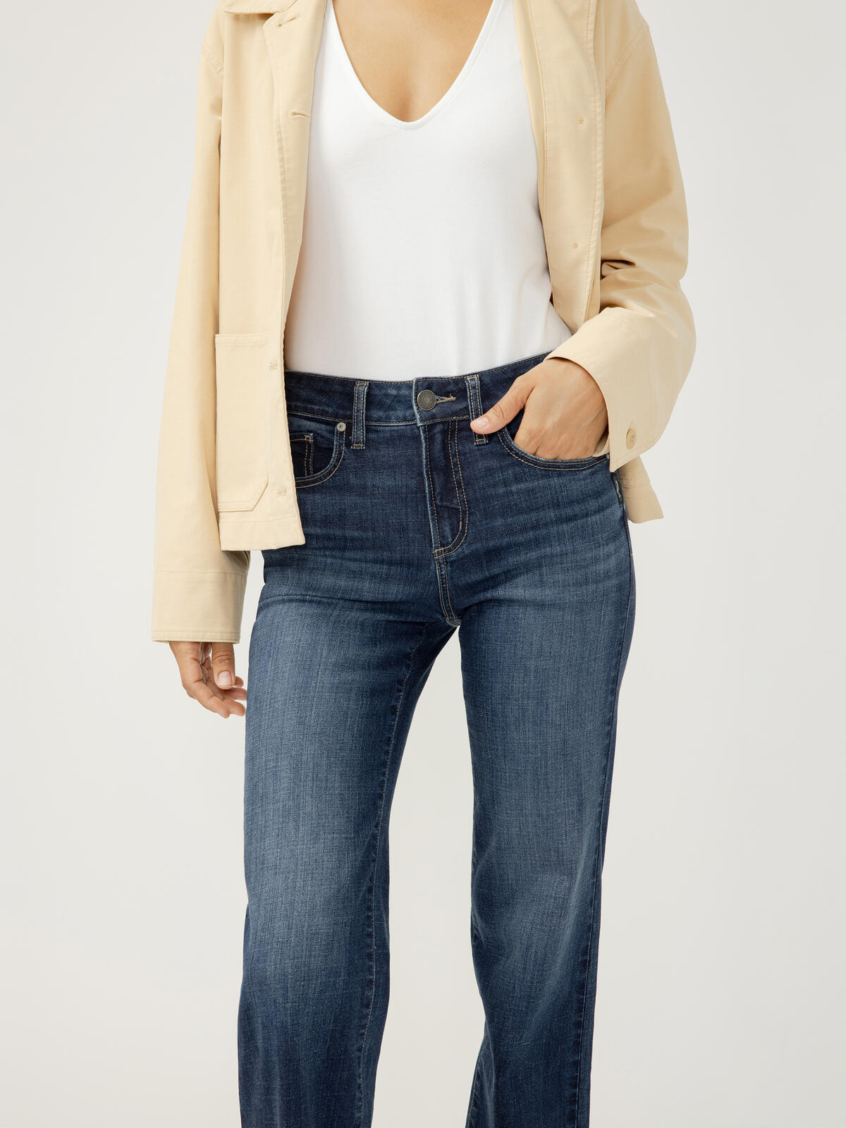 Silver Jeans Avery High Rise Trouser Leg Luxe Stretch Jeans